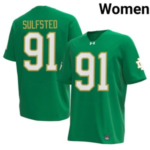 #91 Player Green Gordy Sulfsted College Football Womens University of Notre Dame Jersey 356153-313
