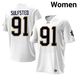 #91 NCAA Gordy Sulfsted White Fighting Irish Womens College Football Jersey 531337-816