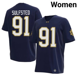 #91 Gordy Sulfsted College Football Navy ND Women Alumni Jersey 569149-264