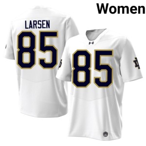 #85 Women's White Irish High School Jack Larsen College Football Jerseys 427527-460