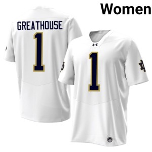 #1 College Football Player Jaden Greathouse UND White Womens Jersey 298481-305