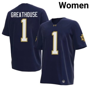 #1 College Football Irish Women's Jaden Greathouse Navy University Jersey 632910-242