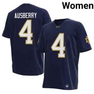 #4 Official College Football Jaiden Ausberry Womens ND Navy Jersey 645692-352