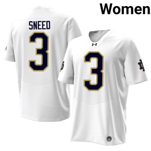 #3 White College Football Womens The Irish Alumni Jaylen Sneed Jersey 599479-647