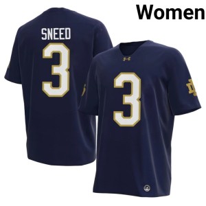 #3 College Football Navy 2026-27 Jaylen Sneed Women's Fighting Irish Jersey 688715-503