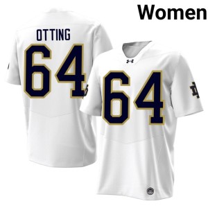 #64 White College Football Joe Otting Womens Embroidery Notre Dame Fighting Irish Jerseys 471804-266