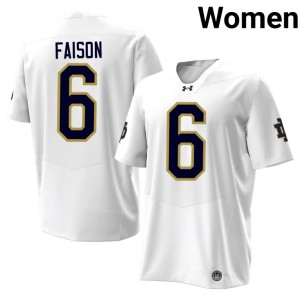 #6 Women's College Football 2026-27 Jordan Faison Fighting Irish White Jerseys 670477-429