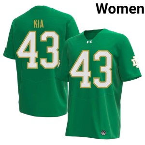 #43 University of Notre Dame Kahanu Kia Women Green Embroidery College Football Jersey 413167-568