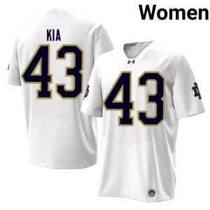 #43 Women Replica College Football White Kahanu Kia University of Notre Dame Jersey 143556-347
