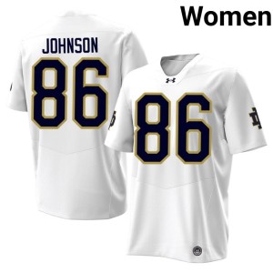 #86 Fighting Irish College Football Kaleb Johnson High School Womens White Jersey 324307-497