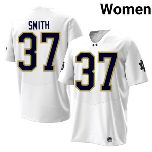 #37 College Football Kurt Smith UND Replica Women White Jersey 454926-155
