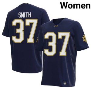 #37 College Football Stitched Kurt Smith Navy University of Notre Dame Women's Jersey 486041-593