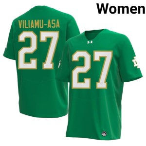 #27 College Football Womens Replica ND Green Kyngstonn Viliamu-Asa Jerseys 662375-146