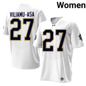 #27 College Football Women Official White Notre Dame Kyngstonn Viliamu-Asa Jerseys 526369-237