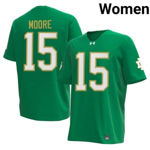 #15 Womens College Football Embroidery Leonard Moore Irish Green Jersey 507401-892