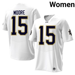 #15 College Football Leonard Moore Women Replica White University of Notre Dame Jersey 339151-175
