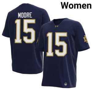 #15 Womens College Football Embroidery Navy Leonard Moore Fighting Irish Jersey 790443-328