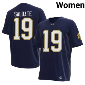 #19 Embroidery College Football Navy Logan Saldate Women ND Jersey 602434-320