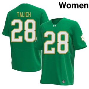 #28 Luke Talich Women's Green Stitched Notre Dame Fighting Irish College Football Jersey 350370-691