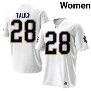#28 Luke Talich Women's White College Football Alumni University of Notre Dame Jerseys 406646-177