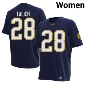 #28 NCAA Fighting Irish Luke Talich Navy College Football Women's Jerseys 205768-605