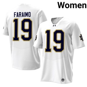 #19 White College Football Madden Faraimo Womens High School University of Notre Dame Jerseys 931428-856