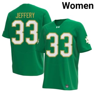 #33 Notre Dame Fighting Irish Green Womens College Football Matt Jeffery Game Jerseys 829979-705