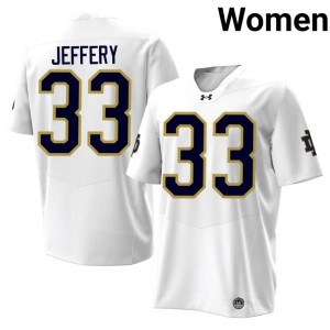 #33 College Football Game University of Notre Dame Women White Matt Jeffery Jersey 105968-466