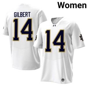 #14 Limited College Football ND Women Micah Gilbert White Jerseys 203292-509