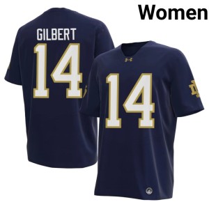 #14 College Football Women's Navy High School Micah Gilbert Irish Jersey 504207-484