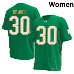 #30 Women Replica UND College Football Patrick Downes Green Jersey 225805-766