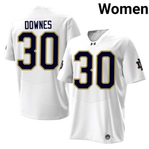 #30 Patrick Downes White Irish College Football Player Womens Jerseys 853759-288