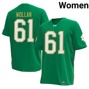 #61 The Irish College Football Embroidery Robbie Wollan Green Womens Jerseys 517563-379