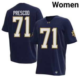 #71 College Football Women's ND Styles Prescod Navy University Jerseys 202399-152