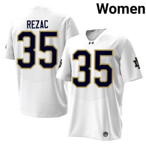 #35 Teddy Rezac College Football Stitched University of Notre Dame White Women Jerseys 426014-410
