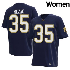 #35 Women's Navy Teddy Rezac College Football NCAA Irish Jersey 472478-969
