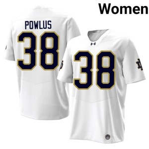 #38 Women's White Tommy Powlus Fighting Irish College Football Embroidery Jerseys 401125-437