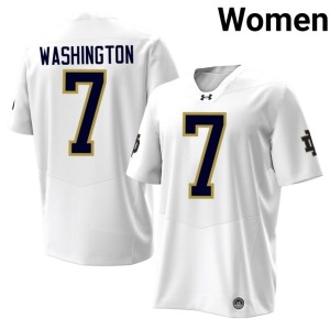 #7 Women's White Ty Washington 2026 College Football University of Notre Dame Jersey 280450-328