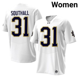#31 Xavier Southall High School White Fighting Irish College Football Womens Jerseys 945766-156