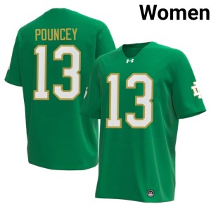 #13 Ayden Pouncey Fighting Irish Green College Football Women's Embroidery Jerseys 622050-218