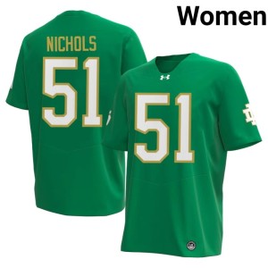 #51 Game University of Notre Dame College Football Womens Ben Nichols Green Jerseys 227953-413