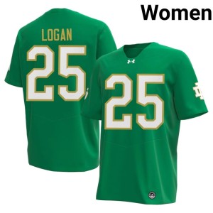 #25 College Football University of Notre Dame Green Brandon Logan High School Women's Jersey 463028-826