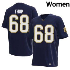#68 Irish College Football Navy Charlie Thom Women's Official Jerseys 187924-867