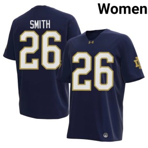 #26 Chaz Smith Women The Irish Embroidery Navy College Football Jerseys 318048-735