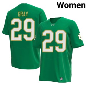 #29 Women High School Christian Gray Green University of Notre Dame College Football Jersey 271873-633