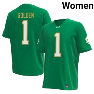 #1 Women Official The Irish Dallas Golden College Football Green Jerseys 944300-583