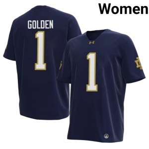 #1 Stitched University of Notre Dame Women's College Football Navy Dallas Golden Jerseys 508187-506