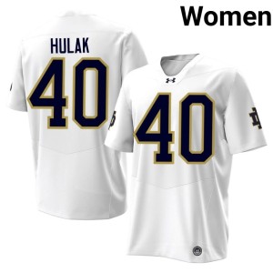 #40 ND Game College Football Dominik Hulak White Womens Jersey 545691-749