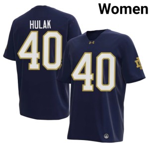 #40 High School Notre Dame Fighting Irish Navy Dominik Hulak Women's College Football Jersey 765447-761
