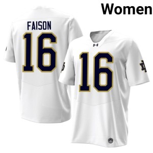 #16 College Football University of Notre Dame White Women's Player Dylan Faison Jersey 331180-135